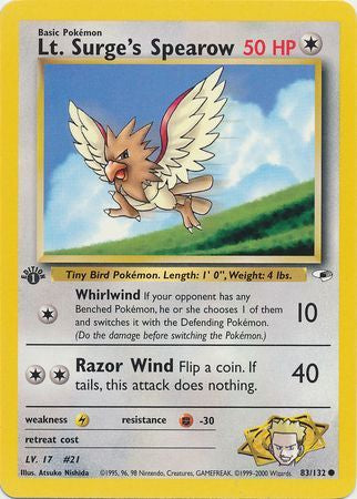 Lt. Surge's Spearow - 83/132 - Common 1st Edition