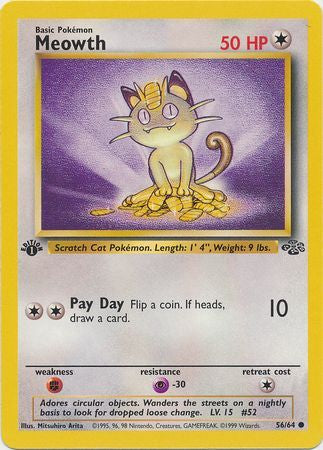 Meowth - 56/64 - Common 1st Edition