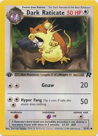 Dark Raticate - 51/82 - Common 1st Edition