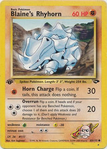 Blaine's Rhyhorn - 65/132 - Common 1st Edition