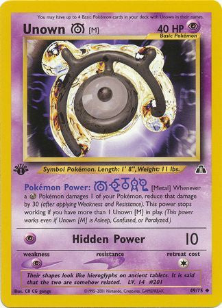 Unown M - 49/75 - Uncommon 1st Edition