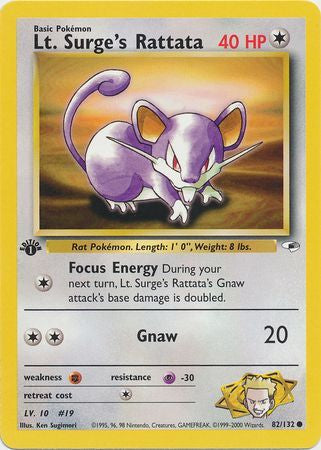 Lt. Surge's Rattata - 82/132 - Common 1st Edition