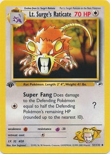 Lt. Surge's Raticate - 51/132 - Uncommon 1st Edition