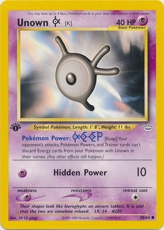 Unown K - 58/64 - Common 1st Edition